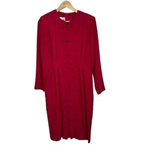 Vintage Red Dress size 8 Short Sleeve Asian Inspired